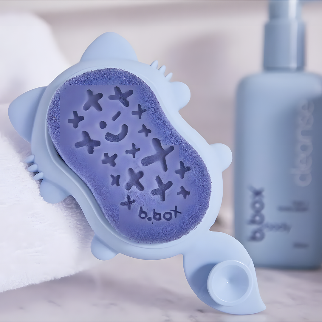 Baby Bath Brush – Soft Silicone Bristles & Replaceable Sponge